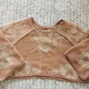 Free People pink floral cropped sweater